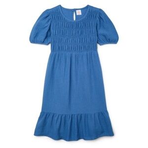 New Wonder Nation Girls Bohemian Smocked Guazy Dress Blue Size XL 14 16 NWT